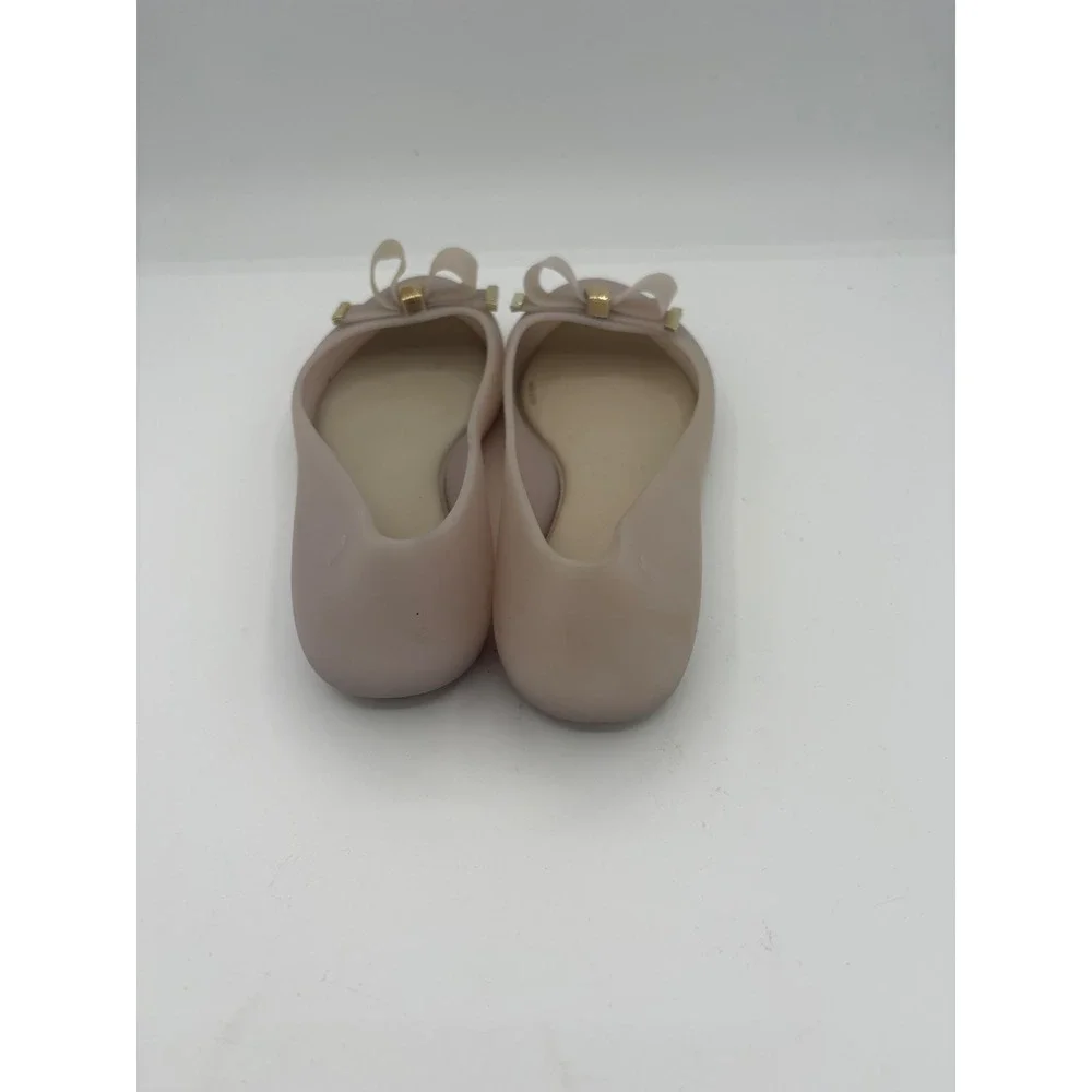 Mel by Melissa Women Blush Pink Jelly Ballet Flats Bow Gold Hardware Size 3 USA‎